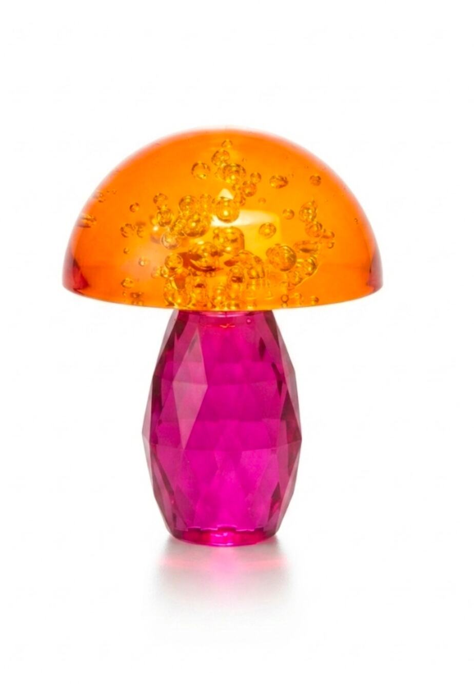 Pink And Orange Art Glass Mushroom Figurine Paperweight Solid Vibrant